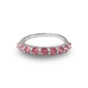 Pink Sapphire Engagement band Ring 925 Sterling Silver White Gold Over SIZE 5.5 - Picture 1 of 3