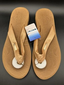 NCAI Damen Zehentrenner Flip Flops Größe US 11 EUR 42 Hellbraun Kupfer Metallic - Bild 1 von 5