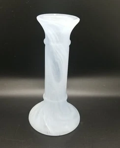 6" Light Blue and White Frosted Marbled Glass Vase from Turkey Candle Holder - Picture 1 of 8