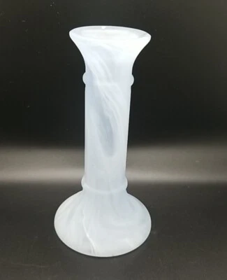 6" Light Blue and White Frosted Marbled Glass Vase from Turkey Candle Holder - Image 1 of 4