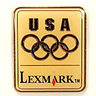 Vintage Olympics Team USA Lexmark Sponsor Olympic Rings Hat Lapel Pin