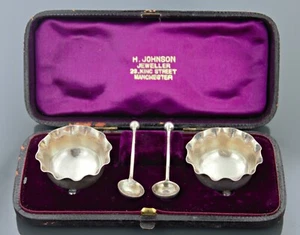 Antiguo juego de cruet de plata esterlina de A.H. Tongue en Birmingham año 1888 - Imagen 1 de 8