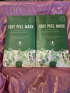 Foot Peel Mask Natural 2X 2Pk = 4 Masks Lavender Aloe Avocado Tea Tree Repair - Picture 1 of 3