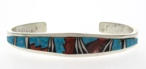 Bracciale "Impilabile" Multicolore Intarsiato dell'Artista Navajo Chelle Willie - Foto 1 di 4