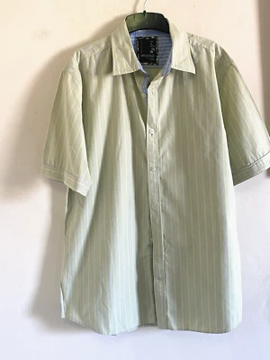 Split Sar First Avenue 63 Short Sleeve  Striped Cotton Mens Shirt Size L - Image 1 of 4