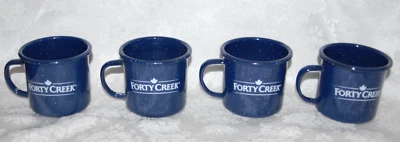 4 Metal Forty Creek Speckled Coffee Mugs Camp Style - Image 1 of 4