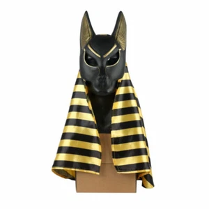 Egyptian Anubis Mask Halloween Cosplay Wolf Masquerade Anubis Mask Hood Props - Picture 1 of 12