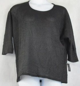 Alfani Women's Plus Size Metallic Shine Honeycomb-Stitch Sweater, Black, 0X - Picture 1 of 2