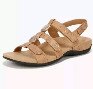 Vionic Sandal Womens 10 Amber Cork / Tan Adjustable Orthotic Sandals New - Picture 1 of 4