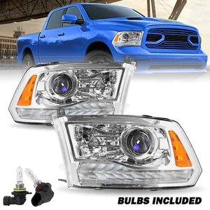 PAIR PROJECTOR HEADLIGHT 2013-2018 Dodge Ram 1500 2500 3500 LED DRL HEADLAMP - Picture 1 of 8