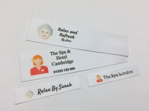 Personalised Sew In Full Colour Motif Name Labels Sauna Hotel Spa Handmade Craft - Picture 1 of 5