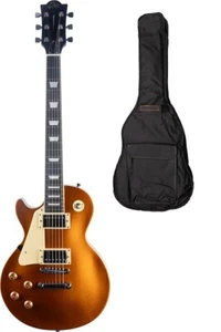 GUITARE ELECTRIQUE GAUCHER TYPE LP VINTAGE GOLD EKO LS300-GLD-LH + HOUSSE - Picture 1 of 2