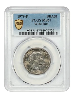 1979-P SBA $1 PCGS MS67 (llanta ancha) - dólar Susan B. Anthony Foto 1 de 4