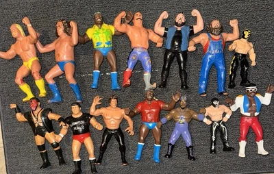 Винтажный 1980-е LJN Лот из 14 Рестлеров WWF - Изображение 1 из 2