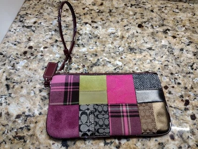 Camurça vintage Coach média pulseira patchwork assinatura ~7x4 frete grátis - Imagem 1 de 2