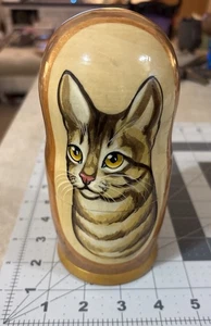 Russische Matroschka 5 Stck. verschachtelte Puppen 6,5 Zoll handbemalte Katzen - Bild 1 von 11