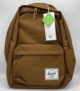 Herschel Classic Brown Rubber XL Backpack 30L Zipper, Pocket Water Bottle NWT - Picture 1 of 4