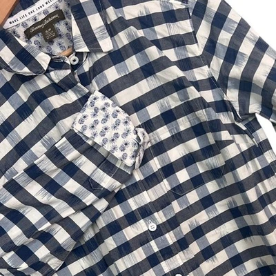 Tommy Bahama Para Mujer S Camisa Guinga Costera Preppy Puño de Piña Algodón Blusa Foto 1 de 4