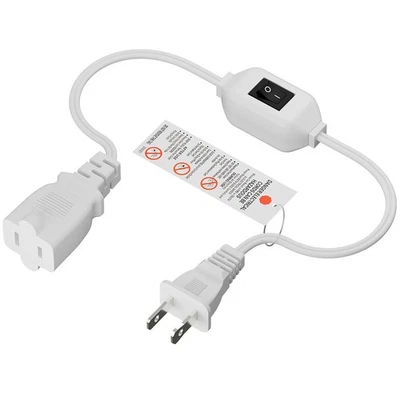 White on off Switch Extension Cord [2-Feet], 2-Prong/2 Outlet Polarized Extensio - Image 1 of 4