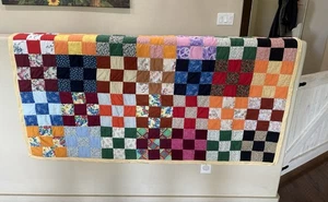 handmade quilt 42 x 60 small squares. Back is white. Cottage, - Picture 1 of 3