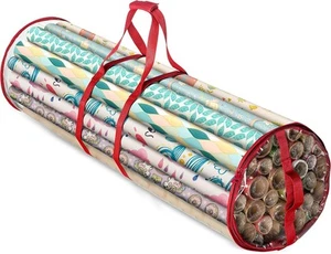 ZOBER Wrapping Paper Storage Containers 1 Count (Pack of 1), Red Transparent  - Picture 1 of 8