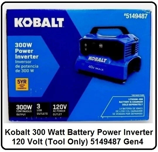 Kobalt 40V MAX 300W Power Inverter Bare Tool - USB-C USB-A 120V AC Outlet