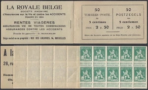 Belgien 1914 -MNH Briefmarken. Heft Bel Cat Nr.: A 13 d(b). Werbung (EB) AR-09755 - Bild 1 von 4