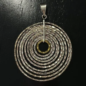 925 Sterling Silver 2-Tone Vintage Mexico Multi-Circle Interlocked Pendant - Picture 1 of 7