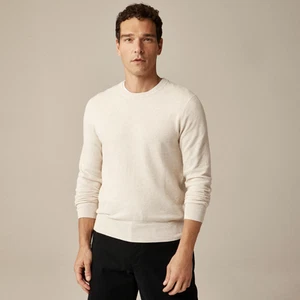New J.CREW Size XL Cotton piqué-stitch crewneck sweater Heather Natural $79 - Picture 1 of 5