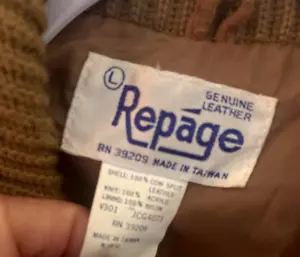 Repage Genuine Leather Beige Long Sleeve Ribbed Jacket L - Picture 1 of 2