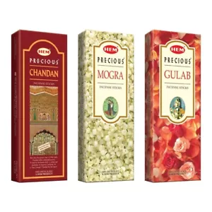 HEM Precious Incense Sticks Chandan Mogra Gulab Fragrance Agarbatti 120 Sticks - Picture 1 of 5