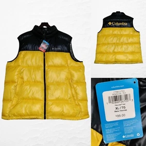 Columbia Men's Pike Lake Puffer Vest Size XL Thermal Omni-Heat Black Yellow NEW - Picture 1 of 13