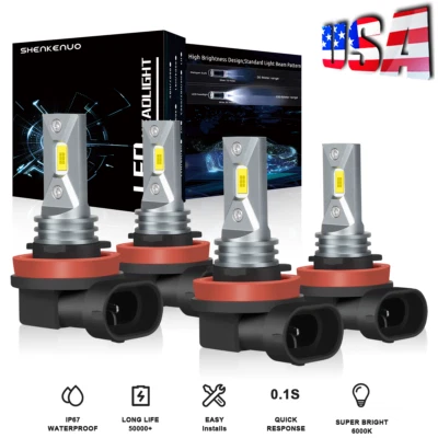 For 2006-2007 Chevrolet Monte Carlo LED Headlight High Low Bulbs Upgrade Kit - Image 1 of 4