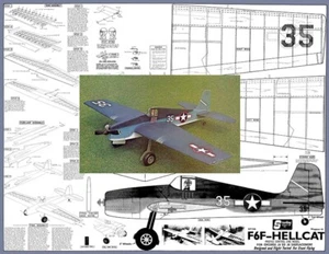 Sterling Model Airplane Plans (UC): F6F Hellcat 42" Semi-Scale Profile .29-.35 - Picture 1 of 6