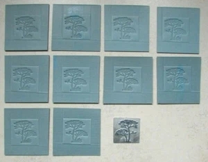 Petite plaque métal à graver arbres en relief 3,5 x 3,3 cms + 10 cartonnages  - Picture 1 of 3