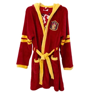 Harry Potter Gryffindor Embroidered Plush Hooded Robe Maroon Yellow Size L/XL - Picture 1 of 4