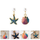 Shell Pearl Stud Earrings Beach Dangle Earrings Christmas Ear Stud