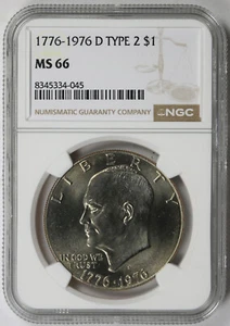 1776 - 1976-D Type 2 Eisenhower Ike Bicentennial $1 MS 66 NGC - Picture 1 of 4