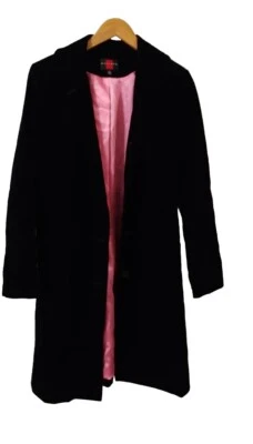 Abrigo Gallery Mujer S Negro Gamuza Botón Bolsillos Frontales Forrado Cuello Abertura Trasera Foto 1 de 4