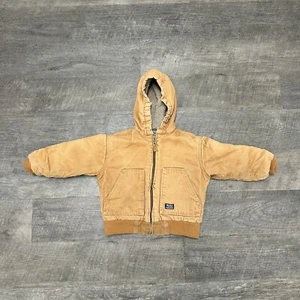 Walls Blizzard Pruf Full Zip Hooded Canvas Utility Tan Jacket Youth Sz XS 4/5 - Picture 1 of 11