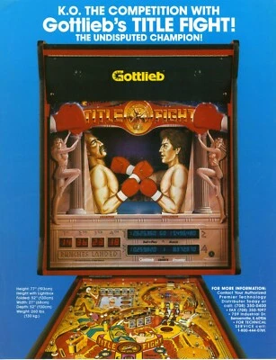 1990 GOTTLIEB TITLE FIGHT PINBALL FLYER - Image 1 of 2