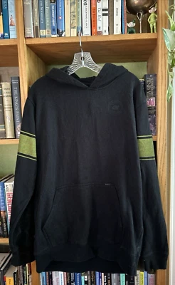 O’Neill ONeill Hooded Sweatshirt Black Green Bands Around Sleeves Large - Image 1 of 4