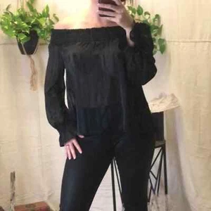J.O.A. Sheer of the shoulder smocked blouse small - Picture 1 of 8