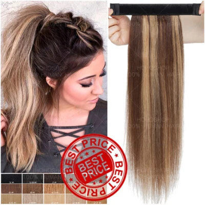 THICK Real 100% Human Hair Claw Ponytail Clip In Hair Extensions Pony Tail Ombre - Image 1 of 4