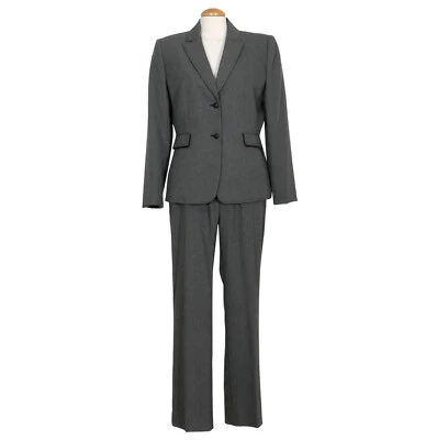 Traje Pantalón TAHARI Negro Blanco Melange Encaje Ajuste Moderno 12P Foto 1 de 4