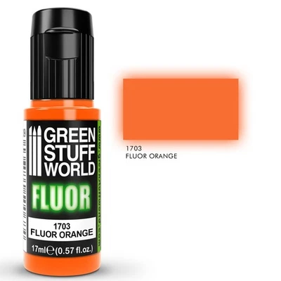 GREEN STUFF WORLD Peinture FLUOR ORANGE - acrylique aerographe brosse neon brillant intensif