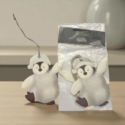 GEORGE 8 x Christmas Gift Tags Penguin gift tags Penguin character penguin Shaped santa