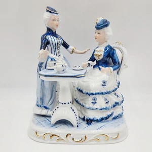 Vintage The Leonardo Collection Porzellan 2 Damen Tea Party Figur blau weiß - Bild 1 von 13