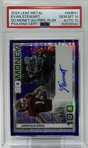 Evan Stewart Rookie Auto PSA 10/10 -2024 Leaf Metal “So Money!” Purple /3 -Ducks - Picture 1 of 8
