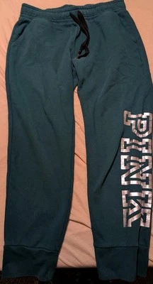 Pantalones de chándal Victoria's Secret rosa para mujer grandes verdes forrados de lana cordón H1 Foto 1 de 3